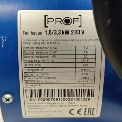 Soojapuhur Prof 1.6/3.3KW 230V